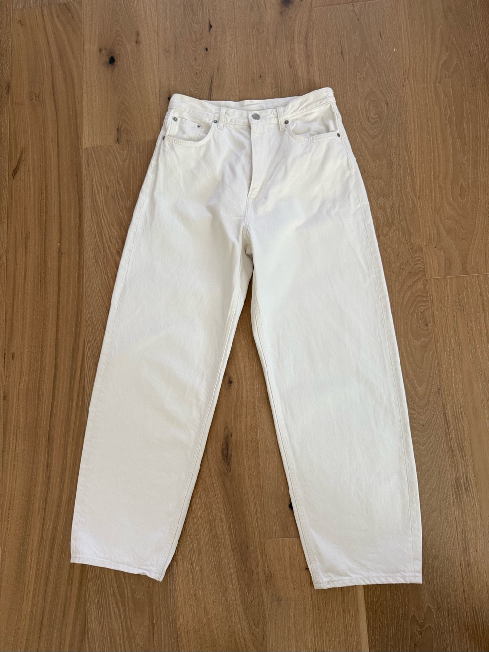 COS barrel leg white jeans